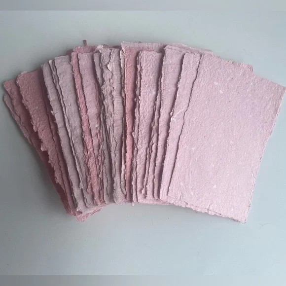 Handmade Pink Recycled Paper 10 Sheets - Picture 3 of 4
